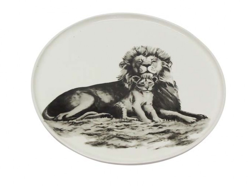Ceramic Lion and Lion Cub Plate Ceramic Lion and Lion Cub Plate